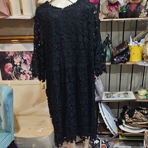 Anthropologie Black Bell Sleeve Cocktail Dress